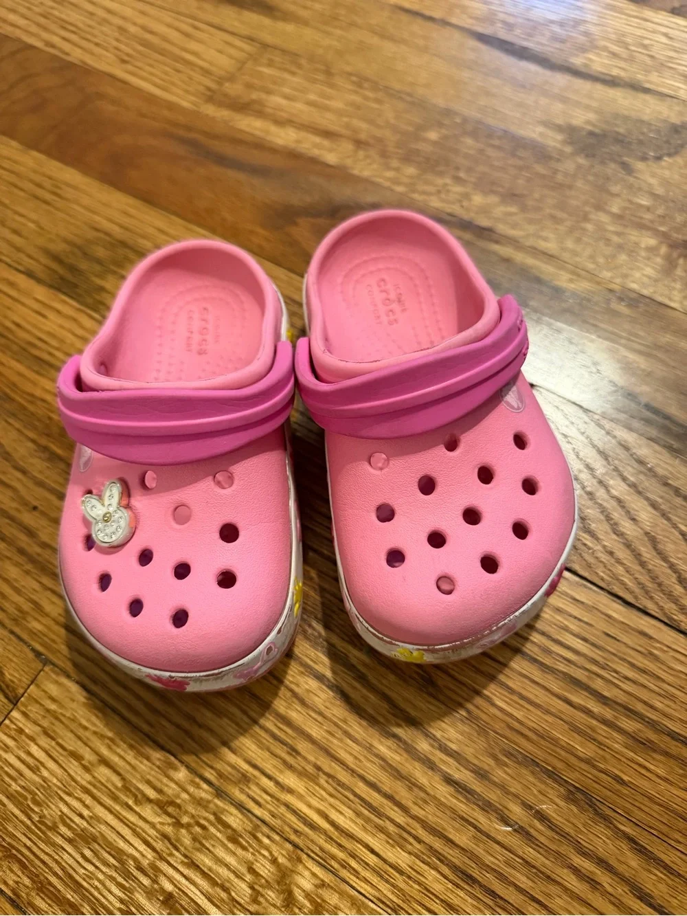CROCS Pink Kids Clogs with Bunny Charm